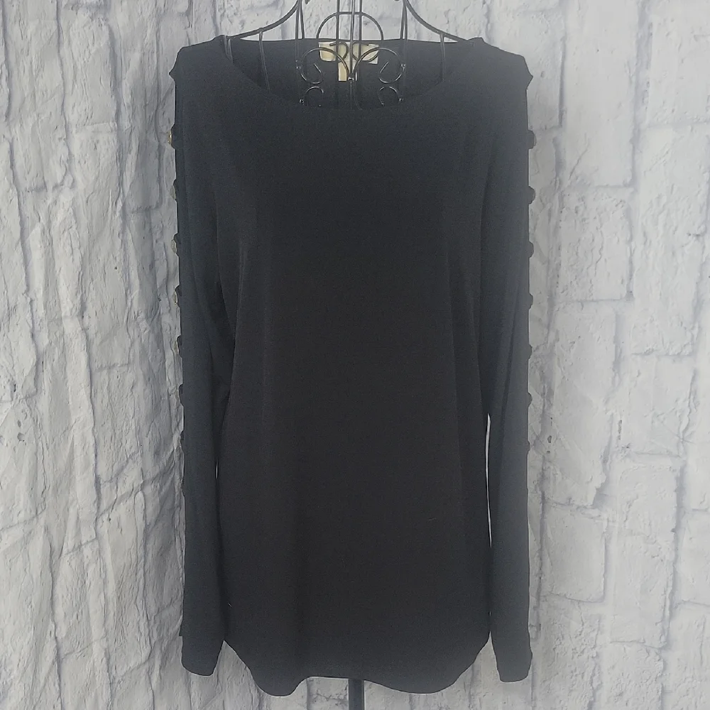 Michael Kors Black Bedazzled Long Sleeves‎ Blouse Medium